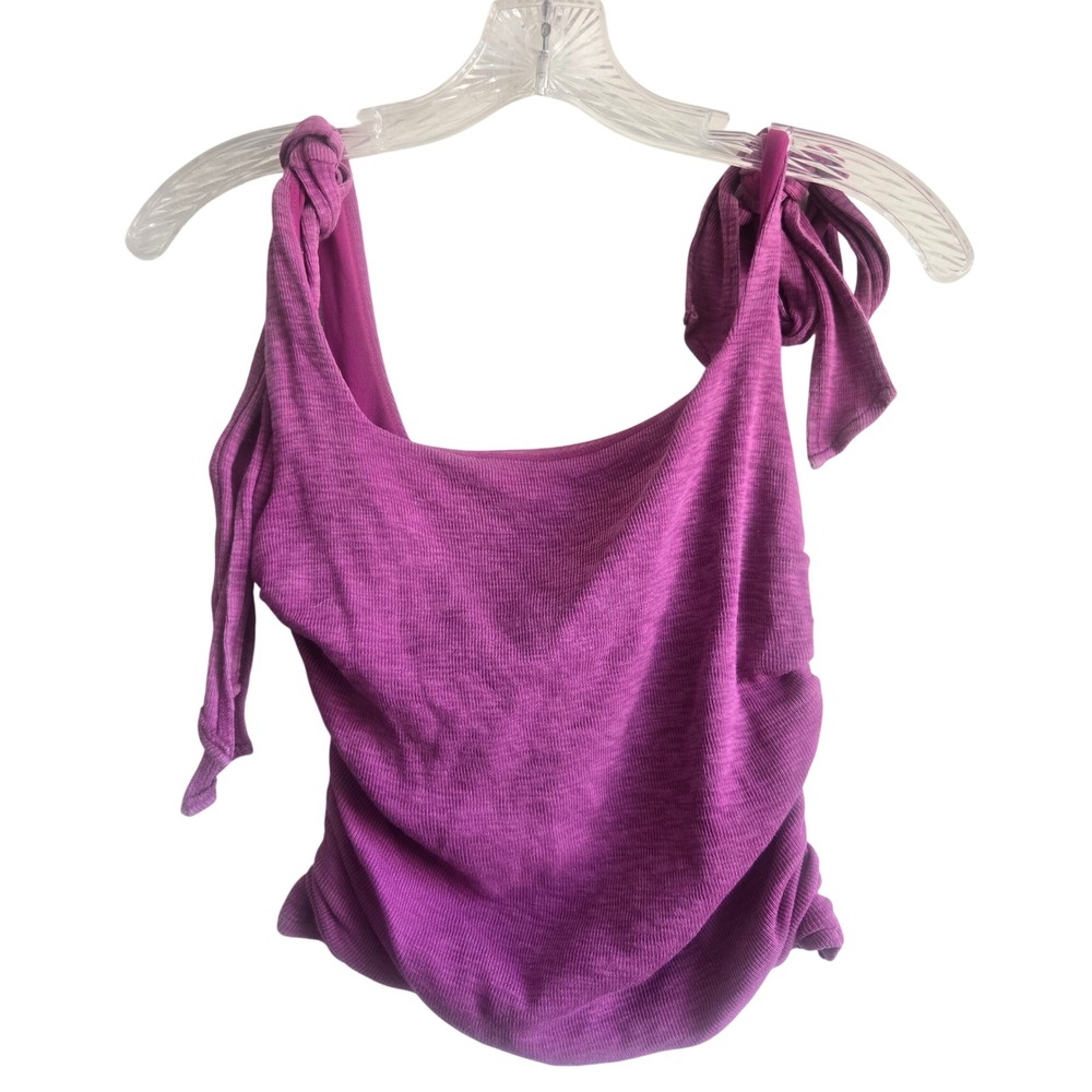 Free People Small Tank Top Womens Magenta Purple Excellent Ruched Tie Shoulder